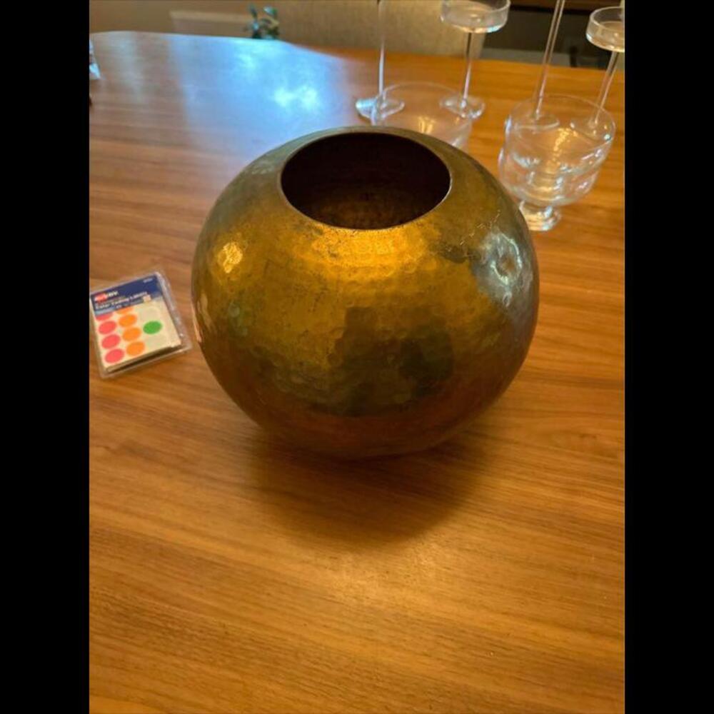 MCM hammered brass planter
